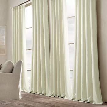 Home Boutique Belgian Flax Prewashed Linen Rich Cotton Blend Window Curtain Panel Single Ivory 50x96