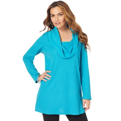Roaman's Women's Plus Size Cowl Neck Thermal Tunic