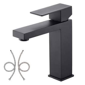 Sumerain Matte Black Bathroom Faucet Single Hole Bathroom Sink Faucet SUS 304 Stainless Steel