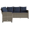 vidaXL Couch Sofa Grey PE Rattan, Powder-Coated Steel, Polyester Large - 4 of 4