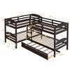 Twin over Twin L-Shaped Bunk Bed with Trundle, 5-Bed Capacity, No Box Spring Required, White/Gray/Espresso - ModernLuxe - 3 of 4