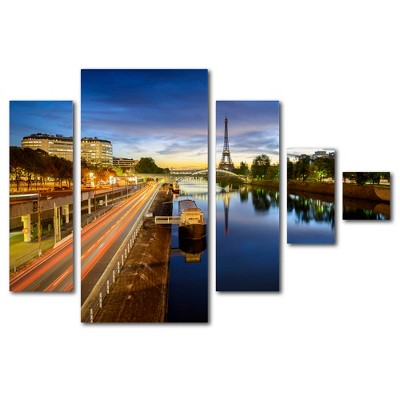Blue Hour in Paris Multi-Panel Canvas Art Set