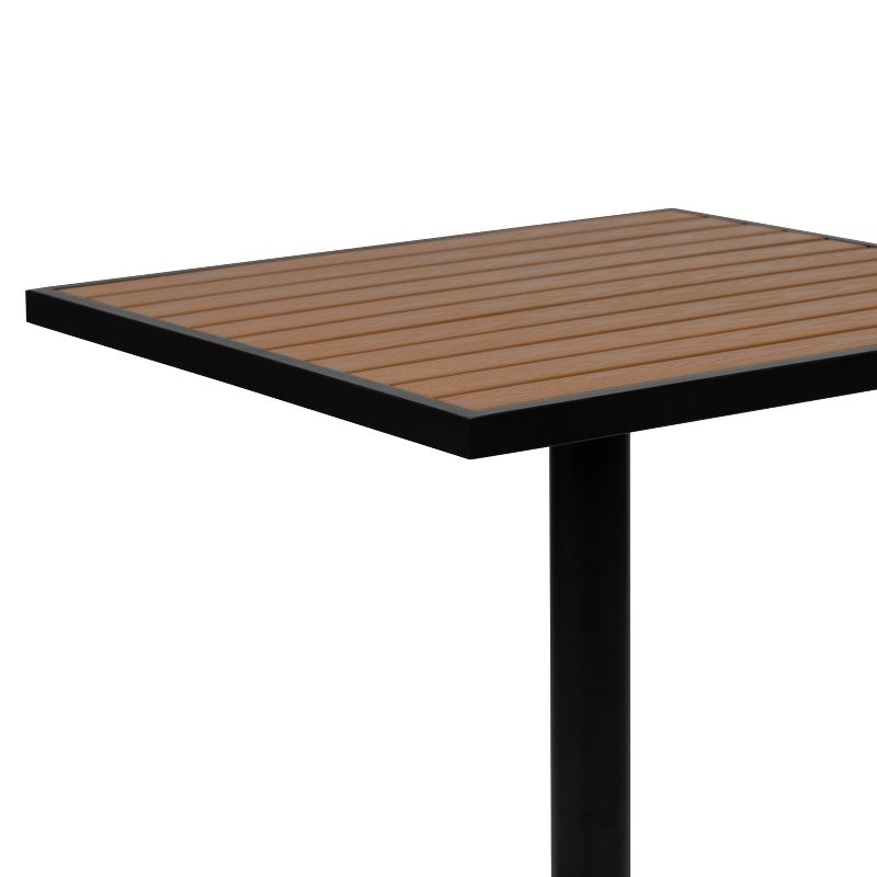 Emma and Oliver Outdoor Faux Teak Dining Table with Poly Slats - Square Patio Table, 5 of 10