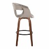 LumiSource Set of 2 Curva Barstools Walnut Wood/Light Gray PU - 3 of 4