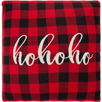Ho Ho Ho Pillow - Red - 20" X 20" - Safavieh