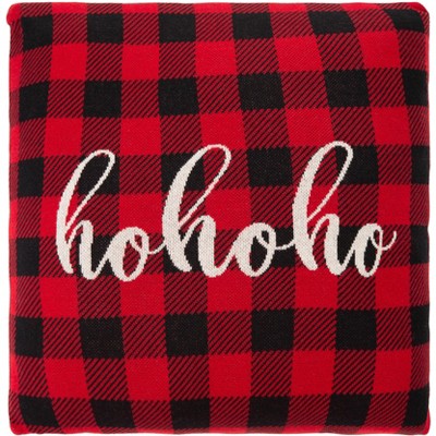 Ho Ho Ho Pillow - Red - 20" X 20" - Safavieh