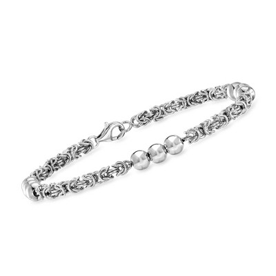 Ross-Simons Sterling Silver Byzantine and 5mm Bead Station Bracelet