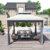 11 x 11 Feet Outdoor Gazeb with Mosquito Netting Outdoor Canopy Shelter with Double Roof - 2 of 4