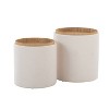 LumiSource Tray Nesting Ottoman Set Fabric/Natural Wood - 3 of 4