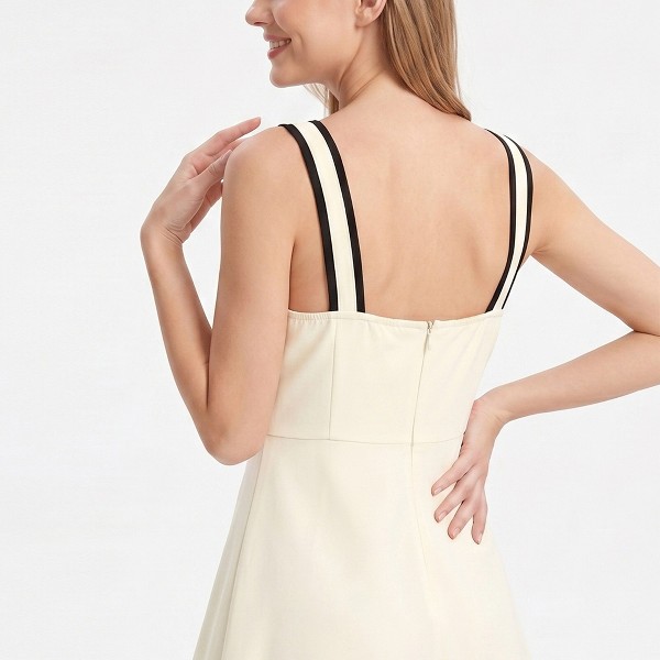 Vestido maxi con lazo al frente, contraste y tirantes anchos para mujer - Anna-Kaci 6