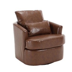NicBex Teddy Swivel Barrel Accent Chair,Upholstered Swivel Living Room Chairs with Curved Backrest,Cozy Armchair,Accent Chairs for Living Room - 1 of 4