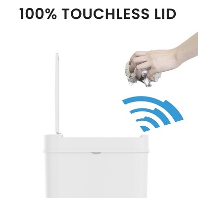 White 3 Gallon Touchless Plastic Kitchen Trash Can