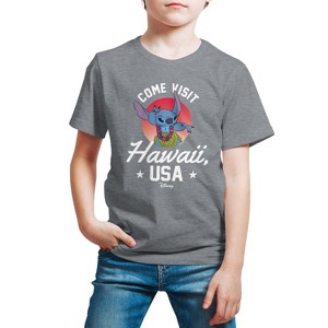 Boys' - Lilo and Stitch - Hawaii USA Short Sleeve Graphic T-Shirt - 1 of 4