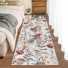 2 x 6 ft Pearl Velvet Black Rectangular Hallway Bathroom Entryway Kitchen Office Foldable Flower Printed Modern Washable Area Rug - 4 of 4