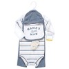 Hudson Baby Infant Boy Cotton Layette Set, Blue Suspenders - 2 of 4