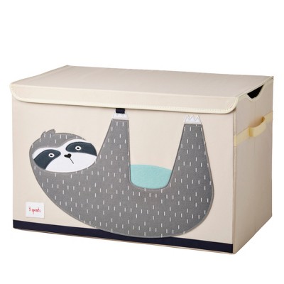 3 Sprouts Children's Nursery Room Soft Fabric Folding Storage Trunk Toy Chest Box Kid's Organizer, Friendly Sloth