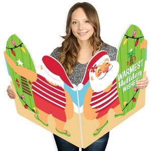 Big Dot of Happiness Tropical Christmas - Beach Santa Warm Wishes Giant Greeting Card - Big Shaped Jumborific Card - 16.5 x 22 inches - 1 of 4