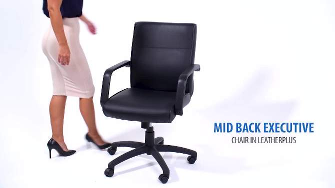 Mid Back Executive Chair in Leatherplus - Black - Boss, 2 of 9, play video