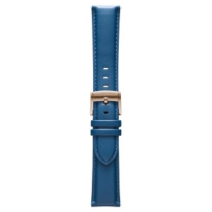 Pininfarina Watch Strap - Genuine Italian Leather 22mm Band for Pininfarina Hybrid Smart Watch - Blue with Rose Gold Buckle - 1 of 1