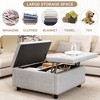 32" Square Storage Bench, Leather Lift-Top Ottoman Cube Bench, Coffee Table Ottoman With Large Storage Space,  Storage Coffee Table For Living Room - 3 of 4