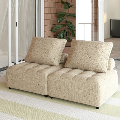 Coolbibila-Upholstered Aluminum Outdoor Chair, Patio Chair At Lowes With Support Cushion And Back Cushion Removable, Waterproof Sofa