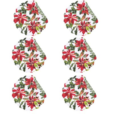 C&F Home Poinsettia Berries Round Placemat Set of 6