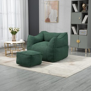 LOVMOR Bean Bag Chair with Memory Foam Fill & Footstool, Modern Durable Comfort Lazy Sofa, Sitting Chair for Living Room, Bedroom, Indoor Furniture - 1 of 4