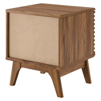 Walnut Mid-Century Modern Vinyl Record Display Stand with Hinged Door
