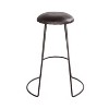 26" Modern Counter Height Barstool with Genuine Leather Upholstery and Metal Frame Black - The Urban Port: Sled Base, No Assembly Required - 2 of 4