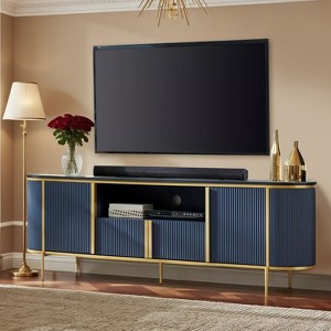 SinCiDo Luxury 70" Fluted TV Stand, Modern TV Console for TVs Up to 80 inches, Faux Marble Top & Curved Design - 1 of 4