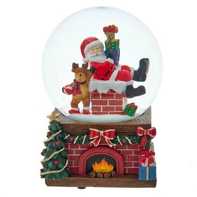 Kurt Adler 100MM Musical Santa With Fireplace Water Globe