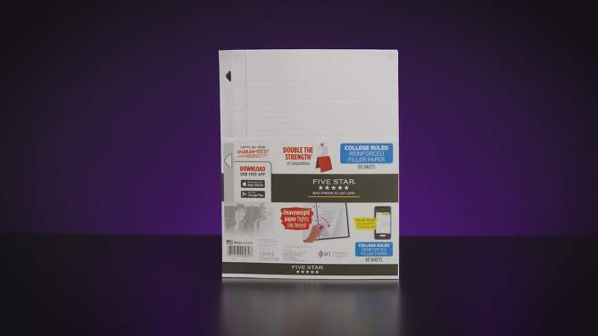 Five Star 80ct College Ruled Loose Leaf Filler Paper Recycled Reinforced, 2 of 9, play video