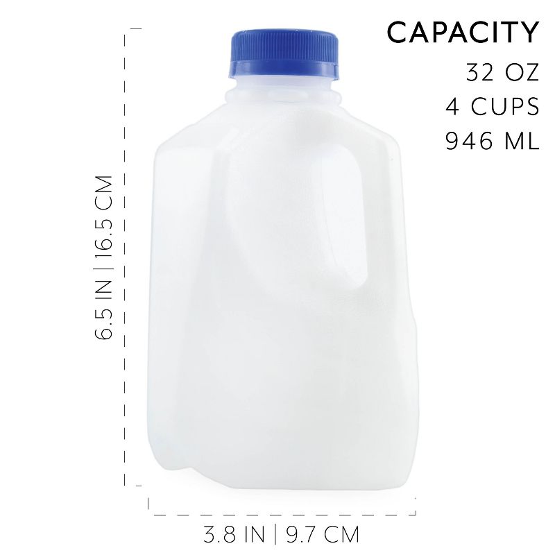 Cornucopia Brands 32oz Plastic Jugs 6pk; 1-Quart / 32oz Bottles w/ Caps for Drinks BPA-Free, 3 of 9