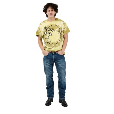 Shrek Big Face Adult Green Spiral Tie-Dye Crew Neck Short Sleeve T-shirt