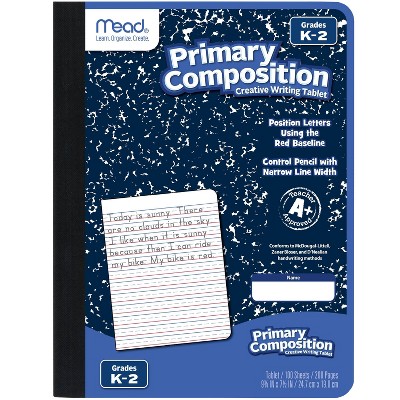 Mead Primary Composition Book Writing Tablet: K-2 Journal, 7.5x9.75", 200 Pages, Sewn Binding, Hard Cover, Acid-Free Paper