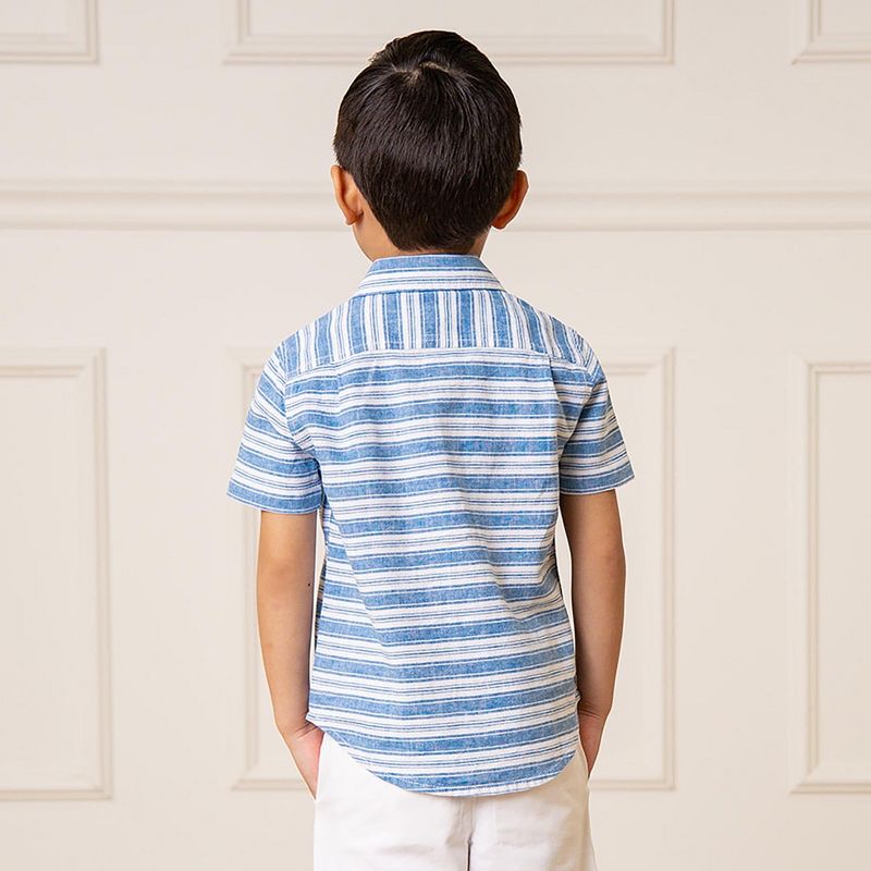 Hope & Henry Boys' Linen Short Sleeve Button Down Shirt, Kids, 5 of 9