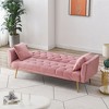 MYINDA Velvet Futon Reclining Sofa Bed with 2 Pillows for Living Room, Convertible 3 Adjustable Sofa for Small Spaces - 2 of 4