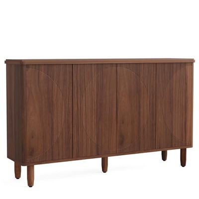 Resenkos Sideboard Buffet, Kitchen Storage Cabinet,59.4" Sideboard Buffet, White Credenza Storage Cabinet with Doors,Black