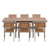 7 Piece Outdoor Patio Dining Set,Extendable Plastic Wood Dining Table and 6 Dining Chair Set,Free Combine Garden Dining Furniture Set-Coolbibila - 3 of 4