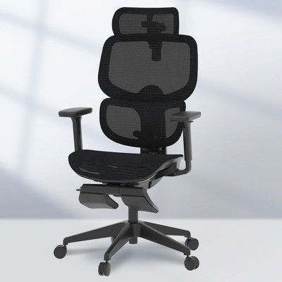 FLEXISPOT C7 Ergonomic Office Chair With Footrest, Mesh Seat, Black