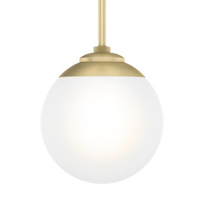 Modern Brass and White Glass Mini Globe Pendant Light
