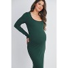 Hello Miz Women's Ribbed Long Sleeve Scoop Neck Maternity Midi Dress - 4 of 4