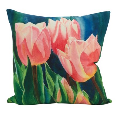 18"x18" Tulip Square Statement Poly Filled Throw Pillow Pink - Saro Lifestyle