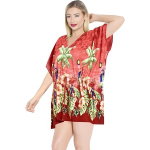 HAPPY BAY Women's Beachwear Summer Swim Beach Dress Cover Ups for Swimwear Women Wear Swimsuit Coverups for Women Cover-Up for Women 3X-4X Red,Floral - 1 of 4