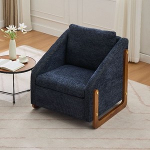 CAVINAS Chenille Upholstered Accent Chair with Golden Nailhead Trim, Tufted Armchair with Ergonomic Backrest for Living Room, Bedroom - 1 of 4
