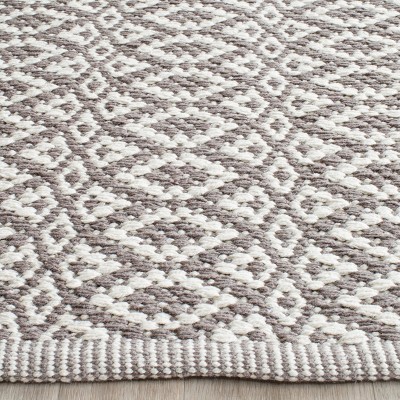 Ivory and Grey Rectangular Flat Woven Wool Cotton Rug, 4' x 6'