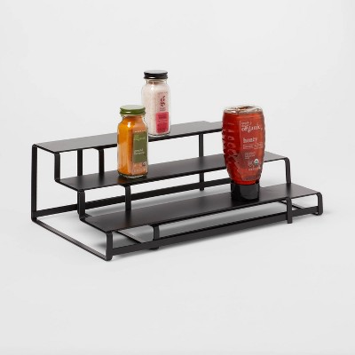 3-Tier Metal Expandable Spice Rack with Powder Coated Finish Black - Brightroom&#8482;