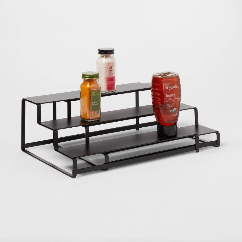 3-Tier Metal Expandable Spice Rack with Powder Coated Finish Black - Brightroom&#8482;, 4 of 5