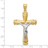 Black Bow Jewelry Men's 14k Two Tone Gold Satin or Polished Crucifix Pendant, 31 x 56mm - 4 of 4
