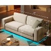 AMERLIFE 89” Modern Sofa with LED Light, Floating 3 Seater Couch for Living Room, Linen Beige - 2 of 4
